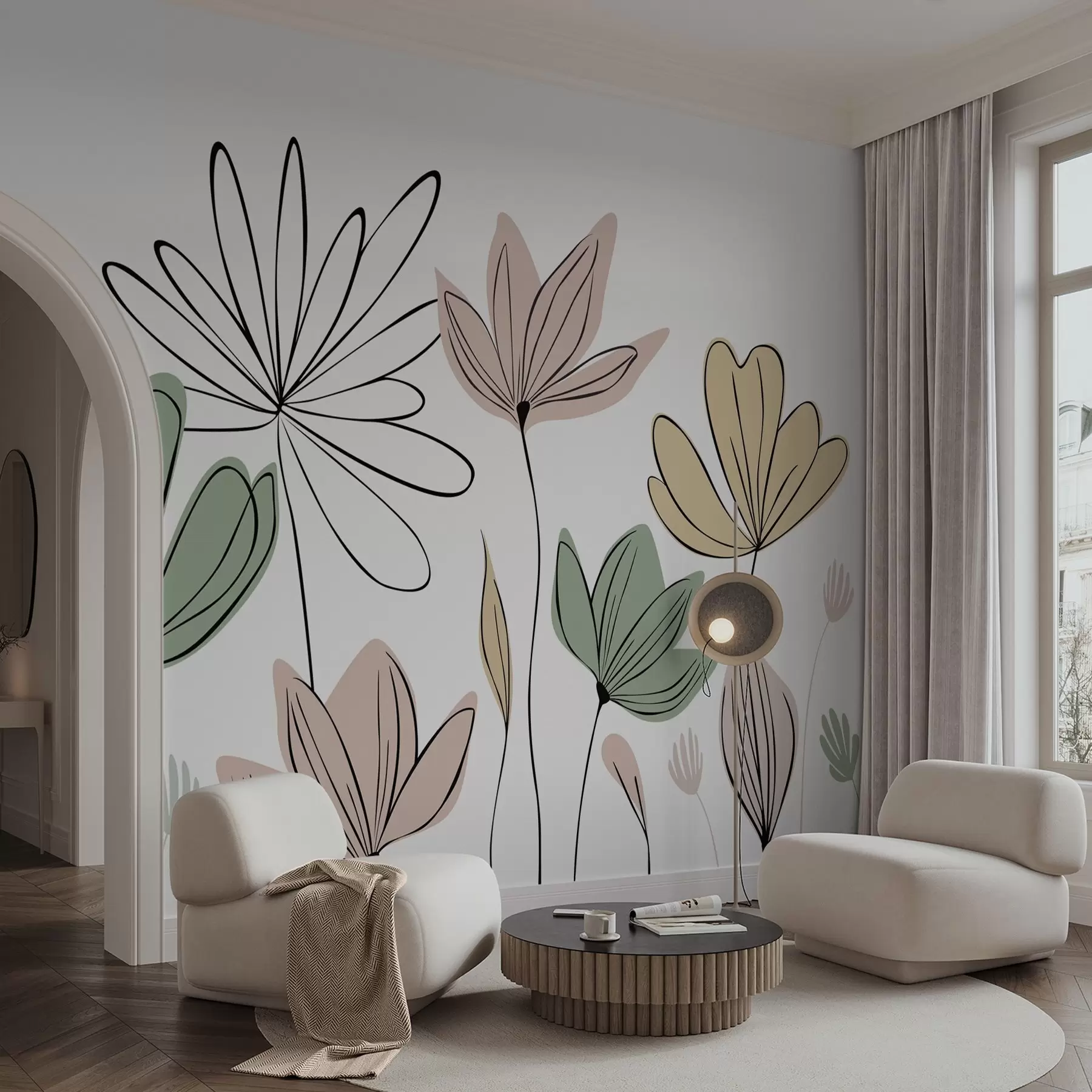 murales de pared flores abstractas w05191