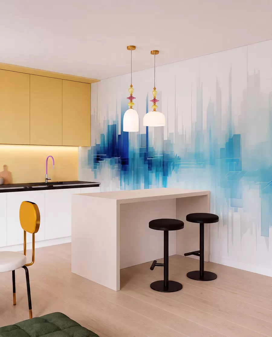 murales de pared Amanecer acuarela w05172