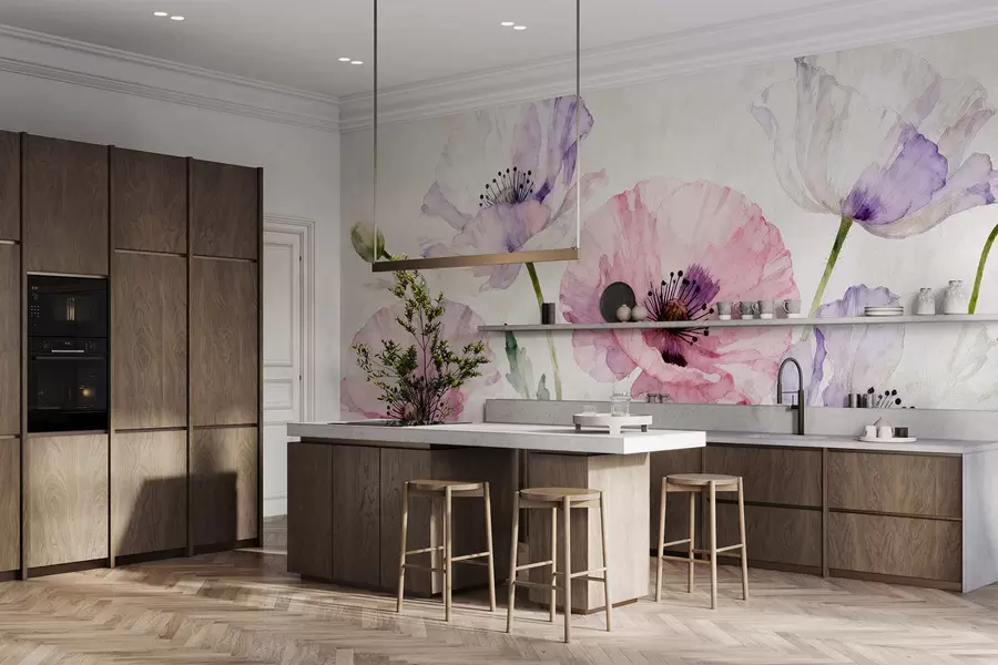 murales de pared Amapolas de acuarela w05174