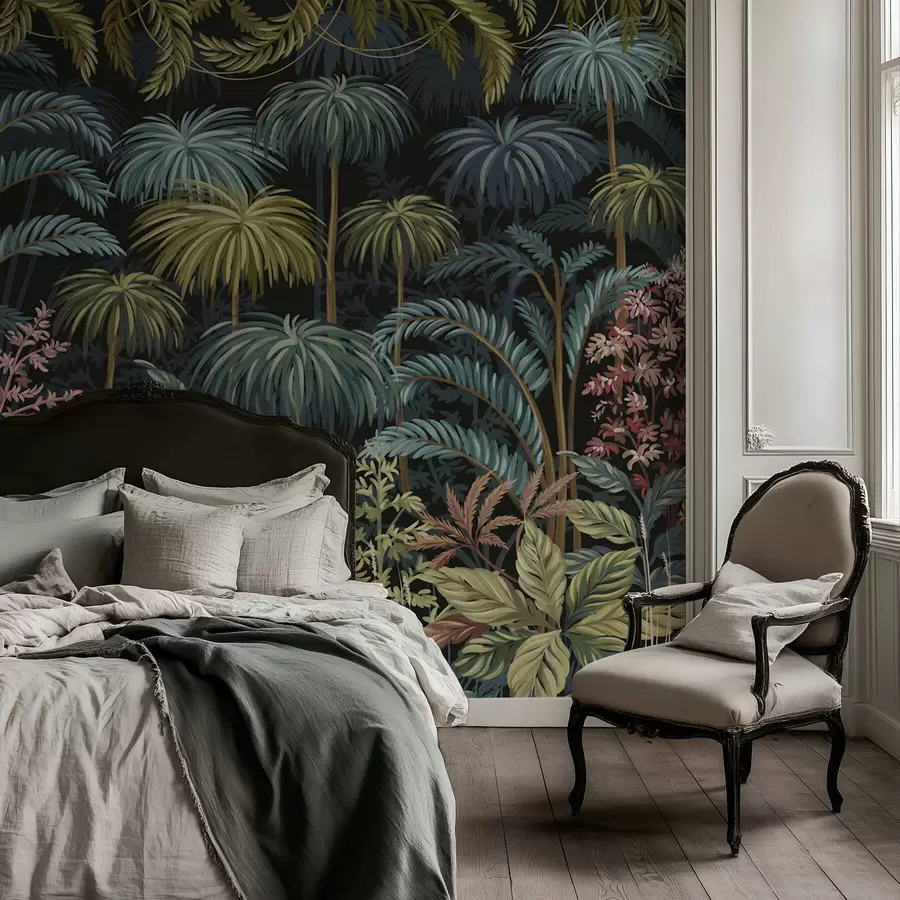 murales de pared Follaje tropical denso con hojas grandes. w05116