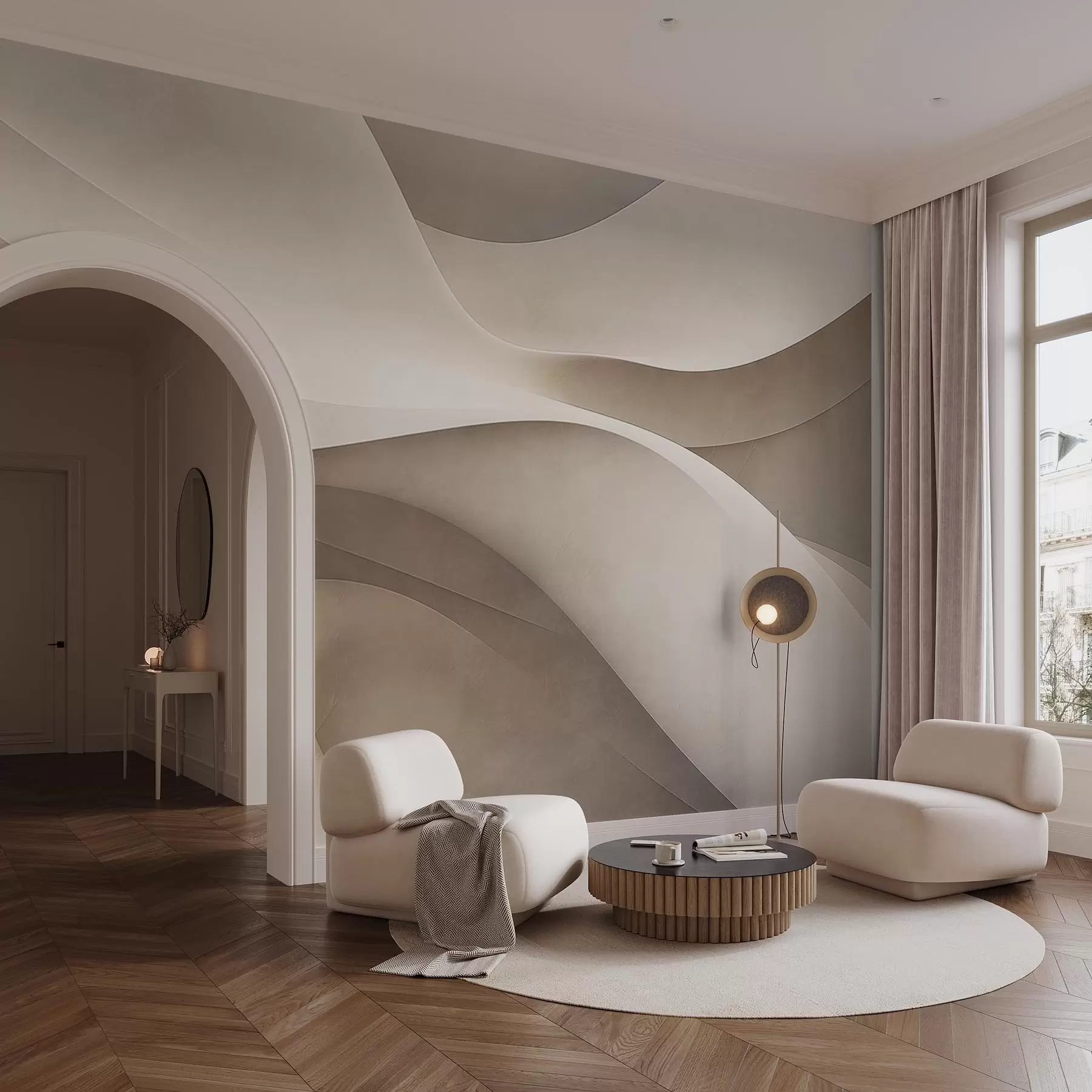 murales de pared Pared abstracta, olas w09694