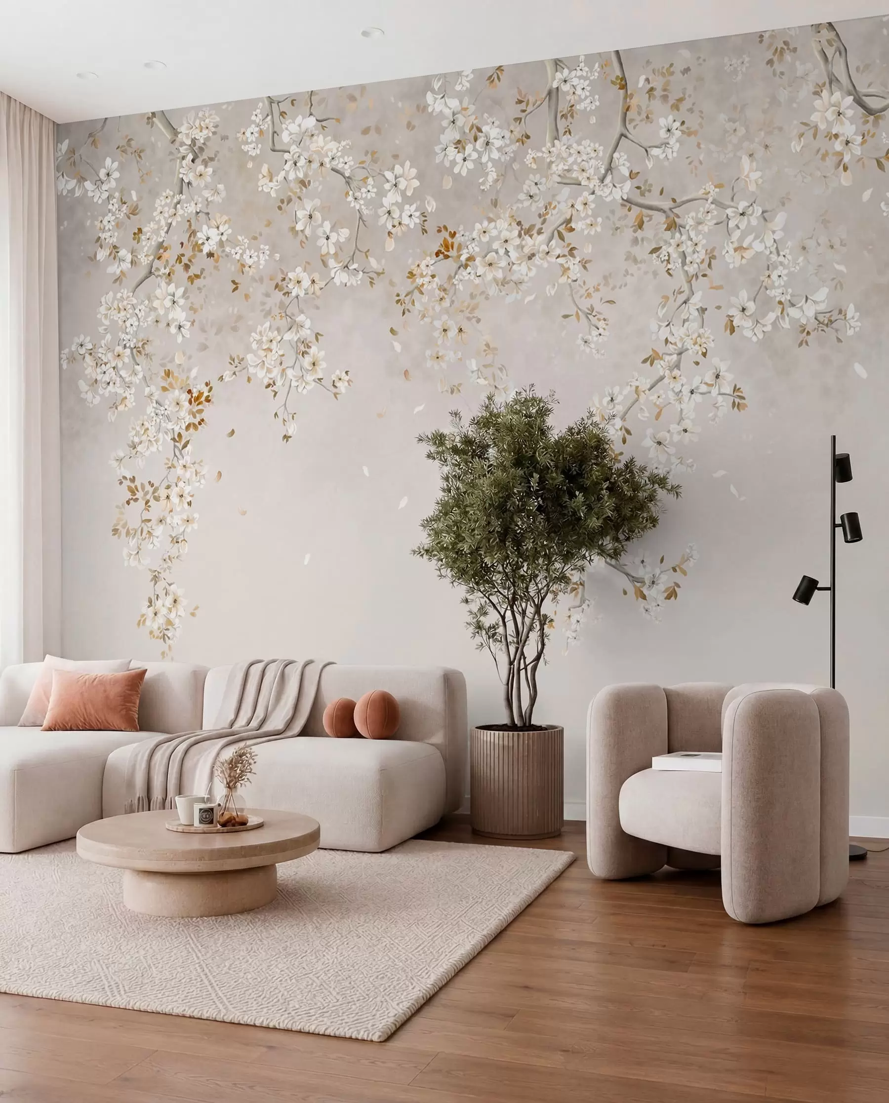 murales de pared Floración marfil w05129