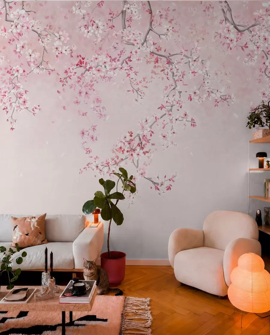 murales de pared Floración en rosa suave w05129v1