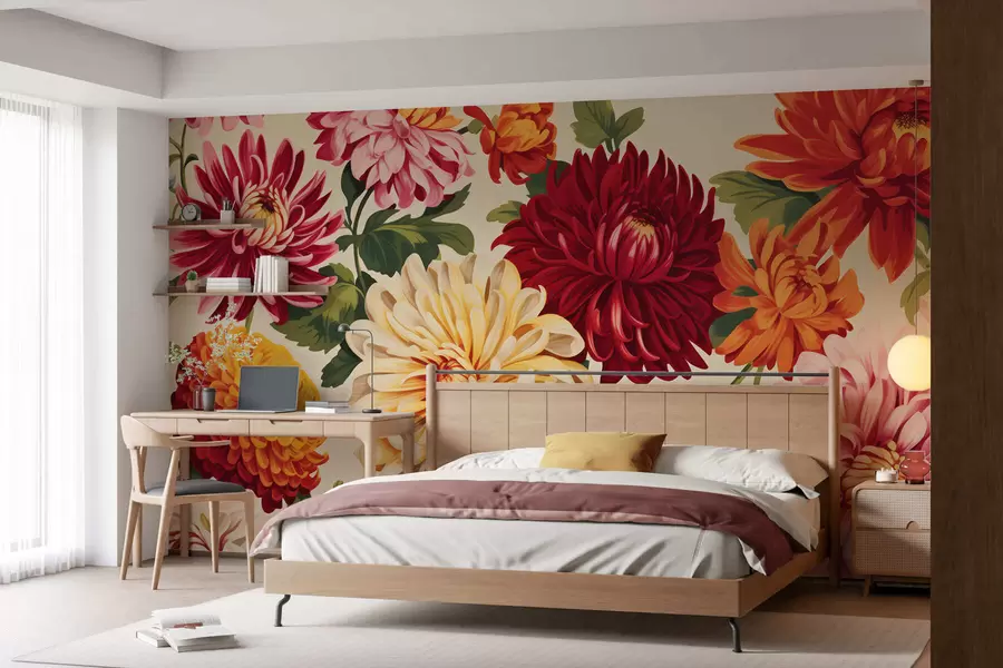 murales de pared Dalias en vals de colores w05306