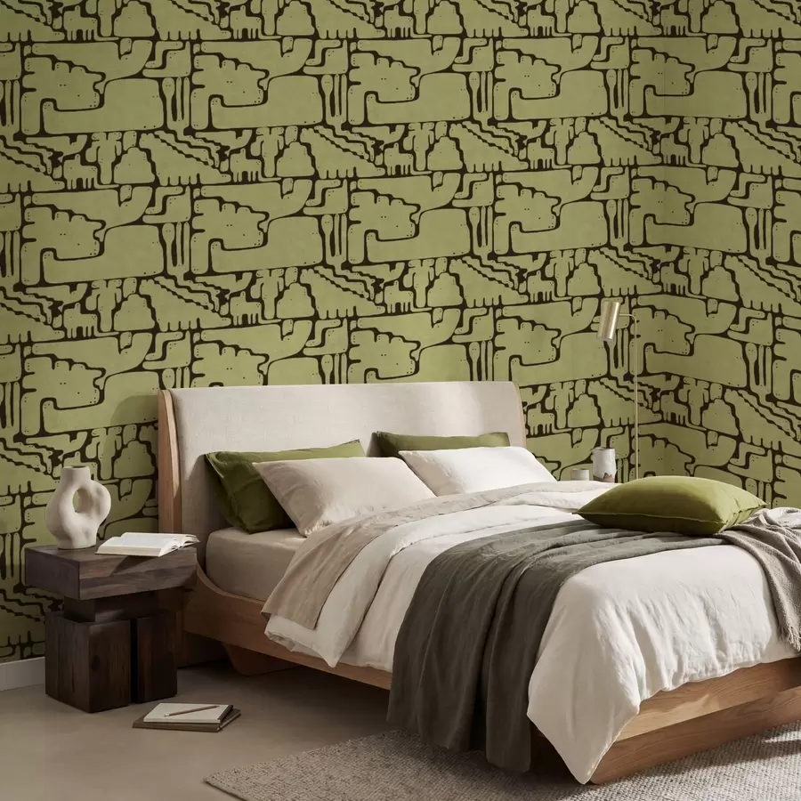 murales de pared Patrón abstracto con líneas oscuras a01122v1