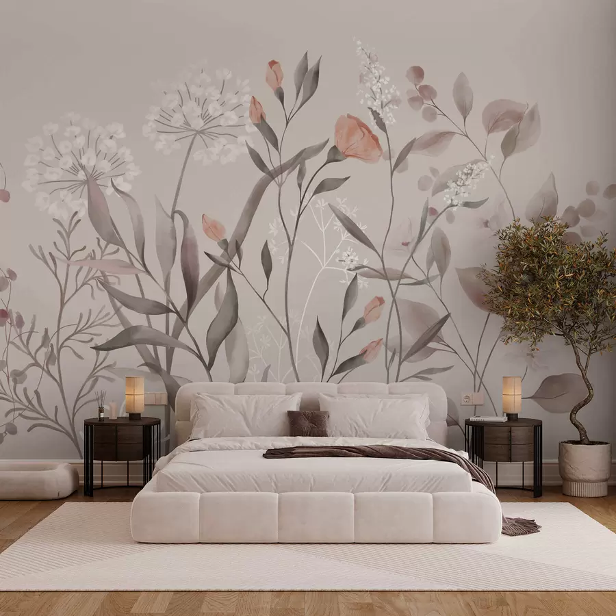 murales de pared Plantas silvestres aireadas en tonos pastel w05154