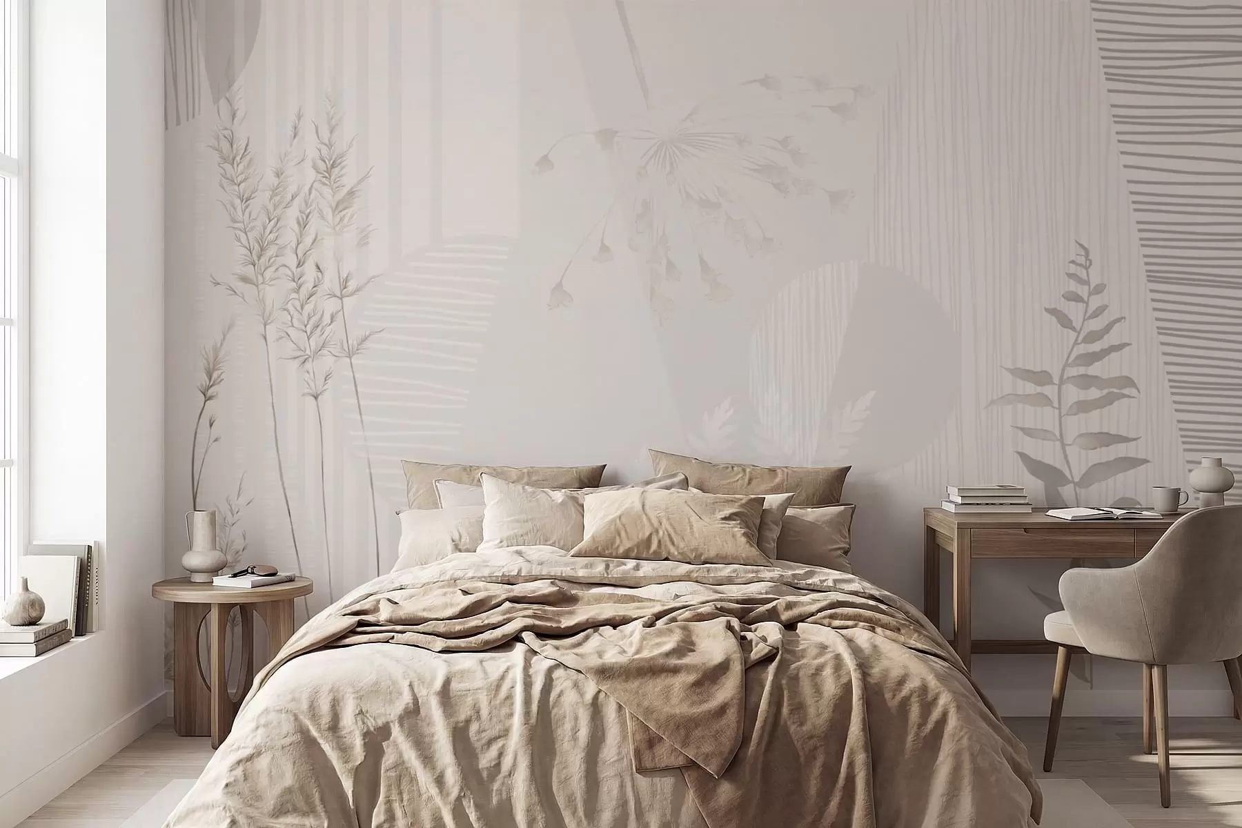 murales de pared Composición minimalista con hierbas y formas w05318