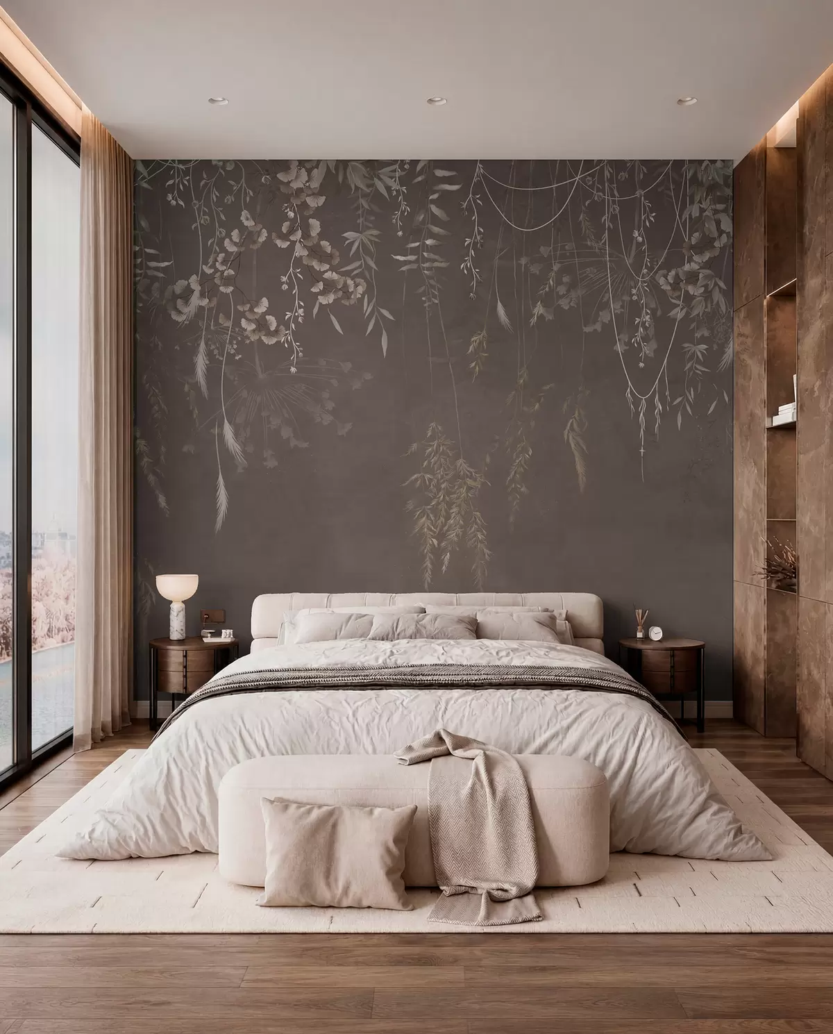 murales de pared Plantas colgantes sobre un fondo oscuro w05320v1