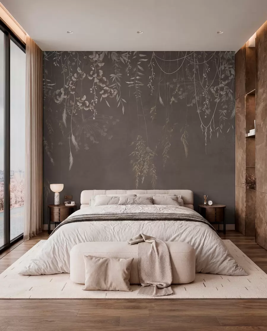 murales de pared Plantas colgantes sobre un fondo oscuro w05320v1