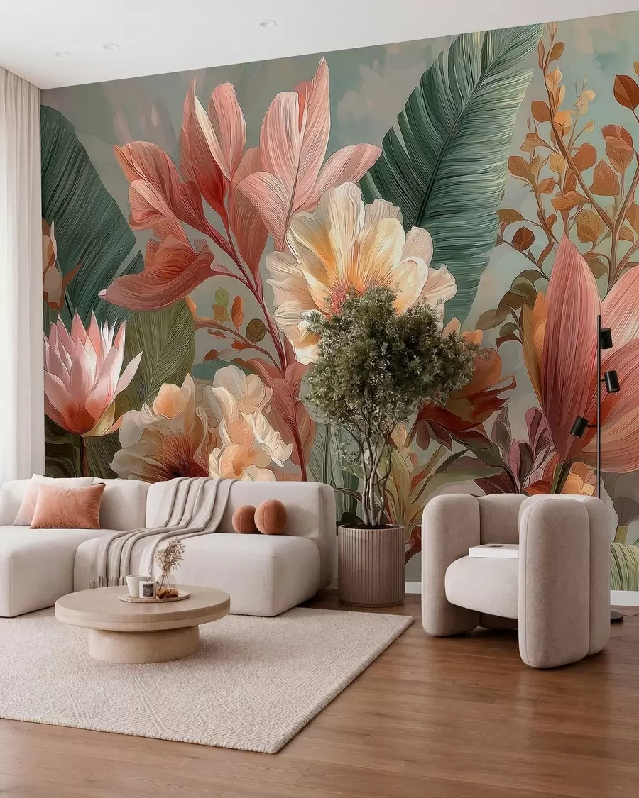 murales de pared Flores con hojas w05378