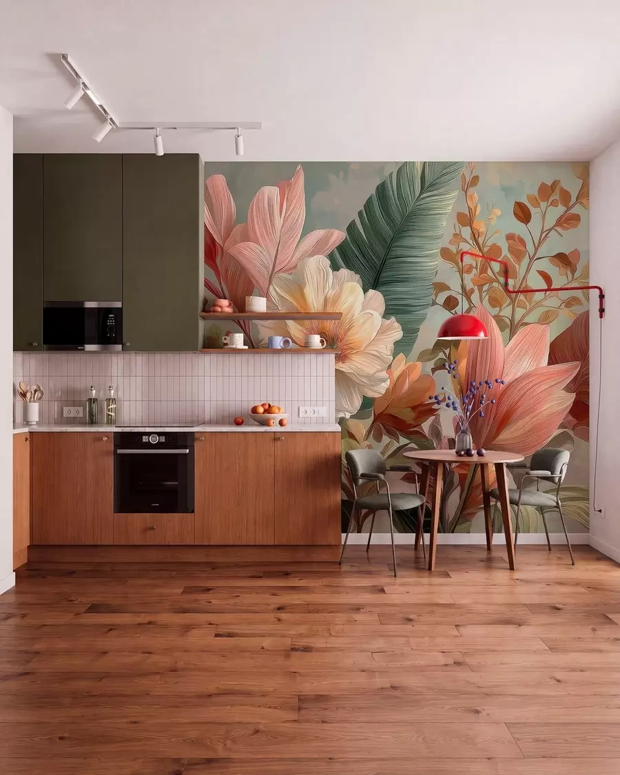 murales de pared Dosel de flores coral w05378