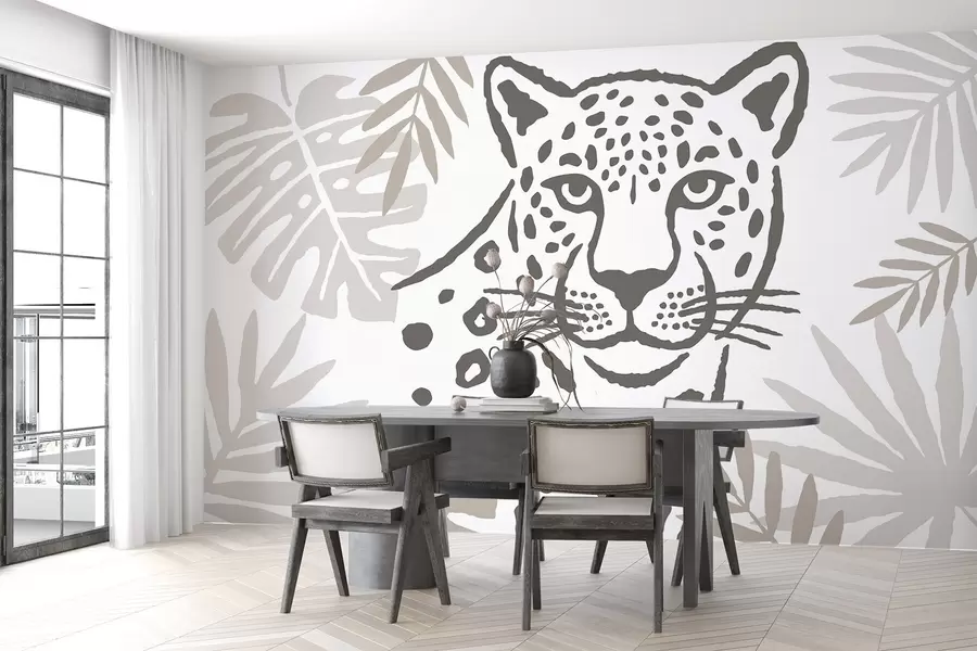 murales de pared Un leopardo entre las hojas w05396
