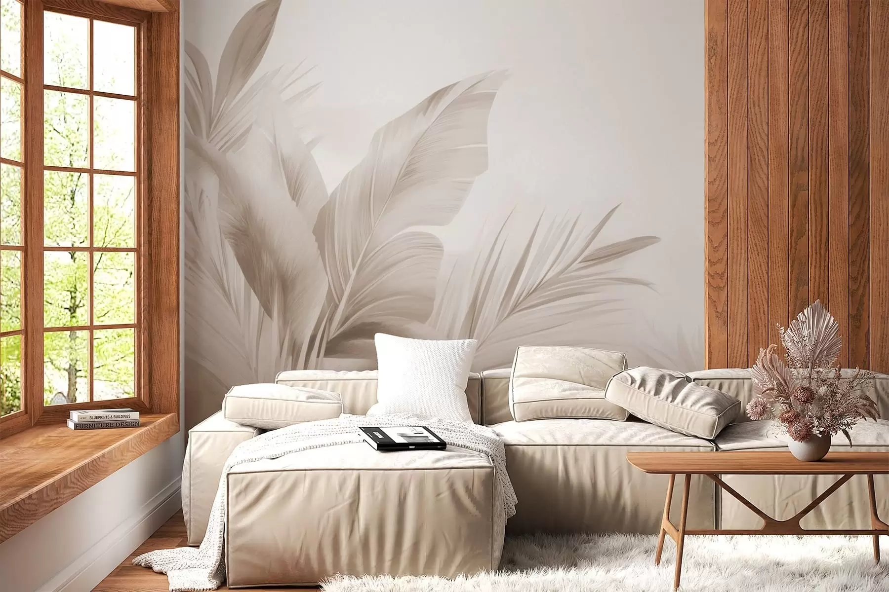 murales de pared Hojas de plátano, hojas largas w05377
