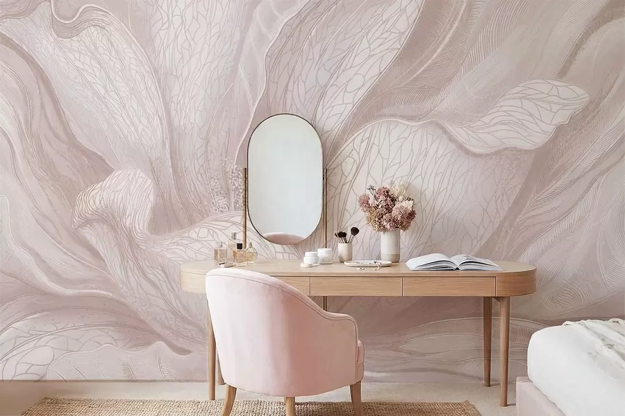 murales de pared Flor abstracta en tonos beige claro w05119