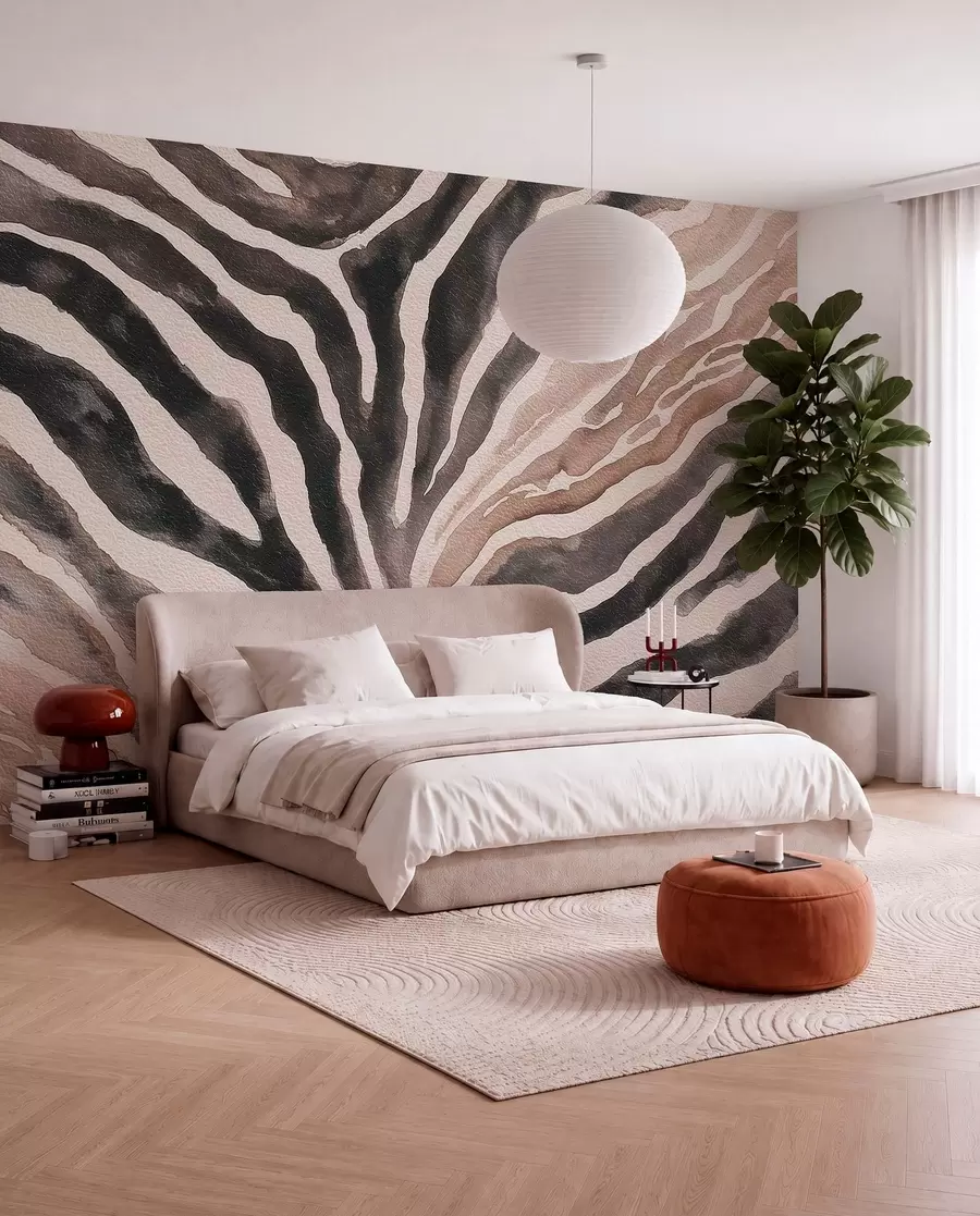 murales de pared Rayas radiales en tonos tierra w09801