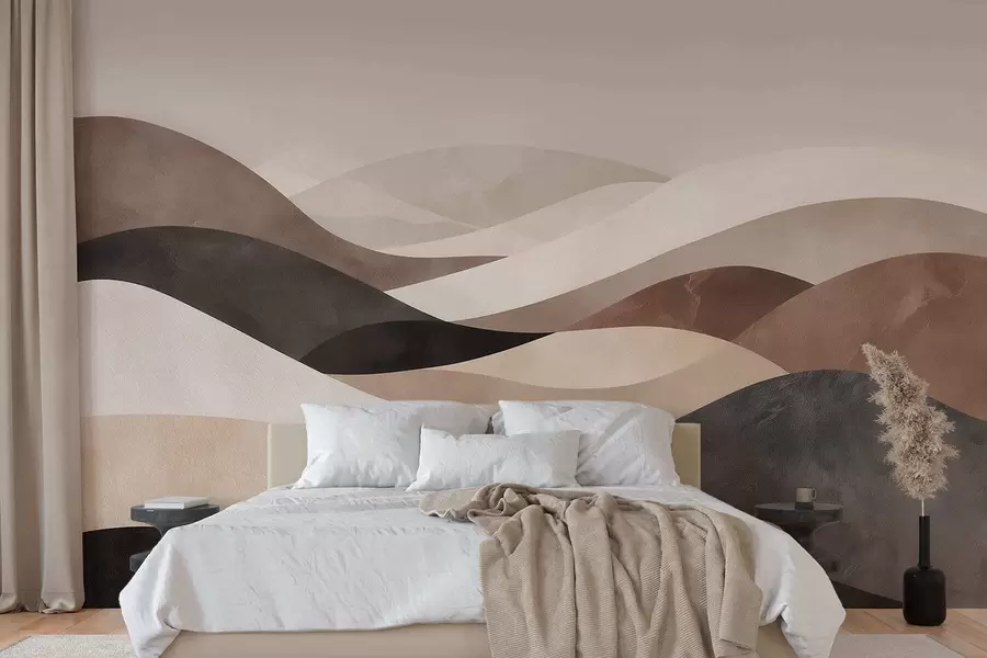 murales de pared Olas abstractas en tonos beige arena w09792