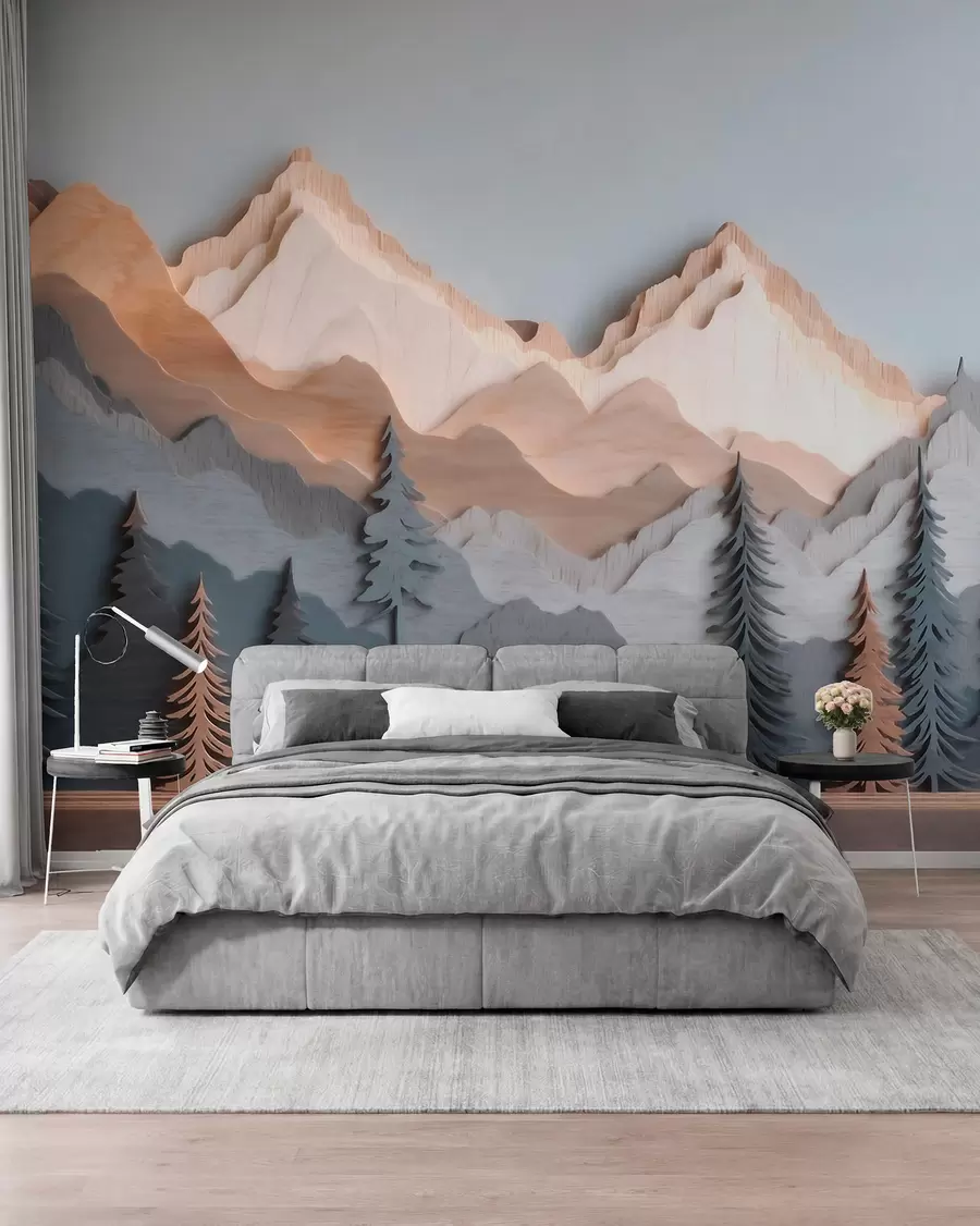 murales de pared Capas de montaña talladas w09793