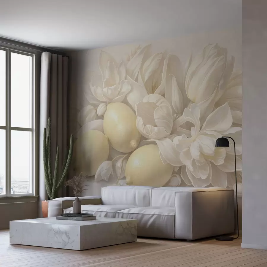murales de pared Delicado ramo floral con limones w05449