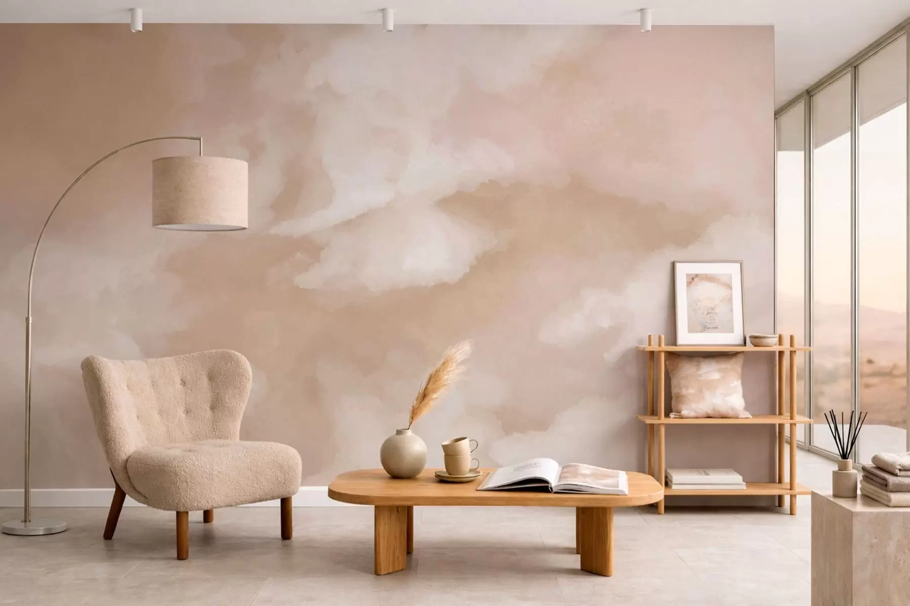 murales de pared Fondo difuminado y suave en tonos beige cálidos w05426