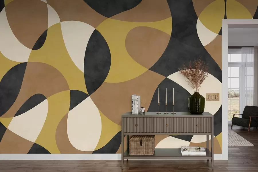 murales de pared Motivo abstracto con formas fluidas y contrastes w05149