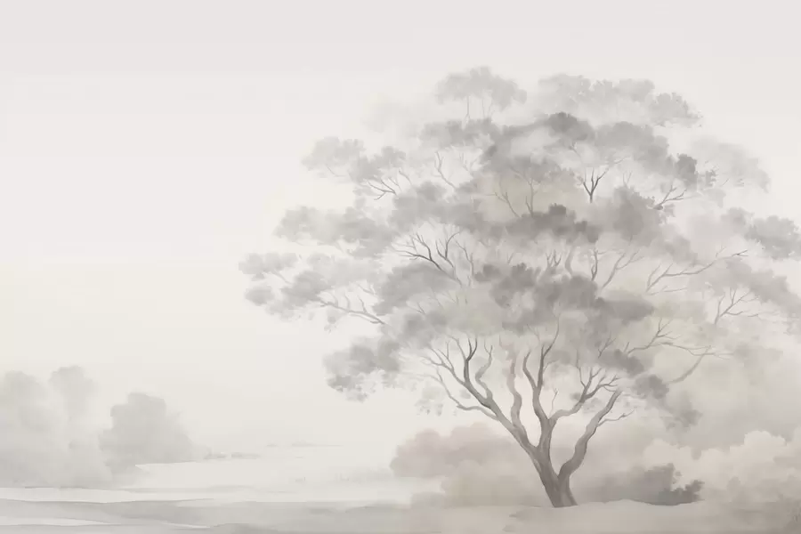 murales de pared Árbol envuelto en niebla w05477