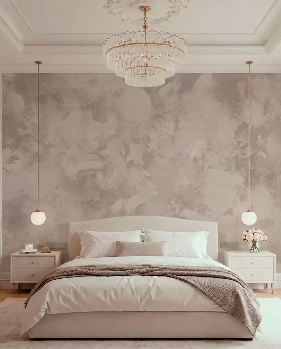 murales de pared Textura abstracta de pincel minimalista en tonos beige w05160