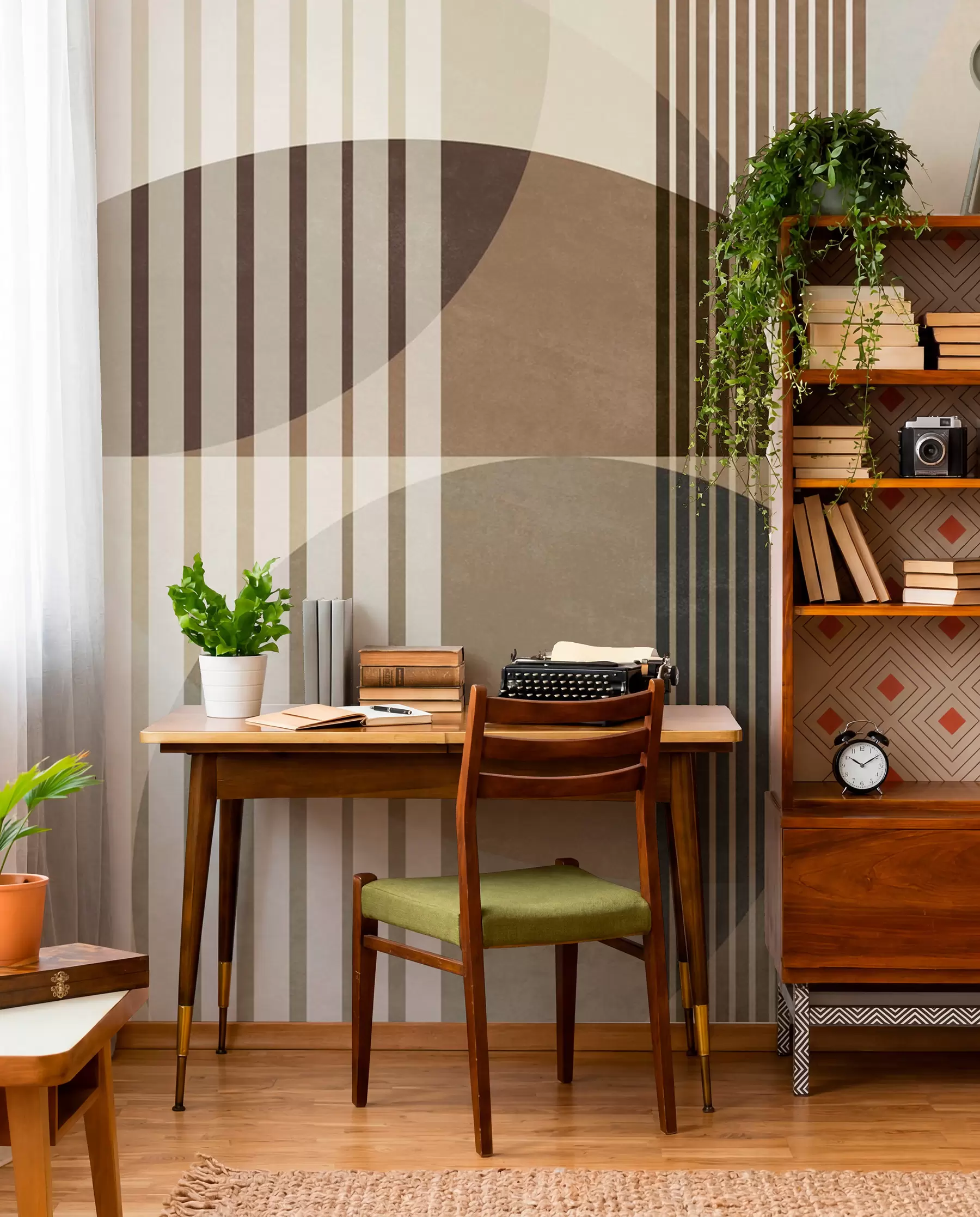 murales de pared Arcos ocre y rayas finas w09834