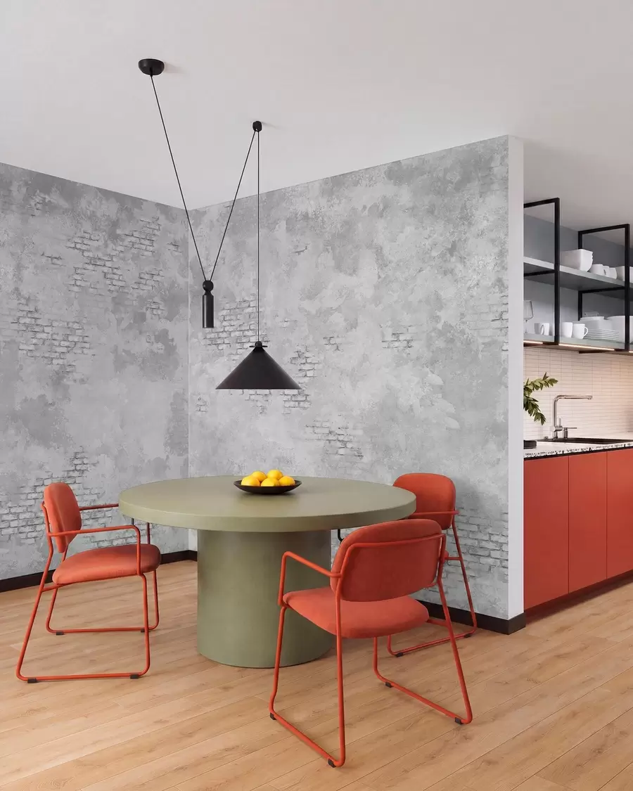 murales de pared Yeso gris de estilo grunge con zonas de ladrillo visto w05161v2