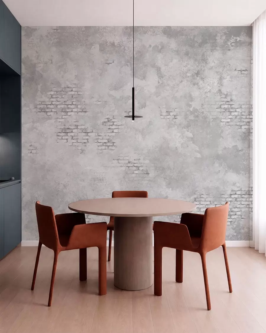murales de pared Yeso gris de estilo grunge con zonas de ladrillo visto w05161v2