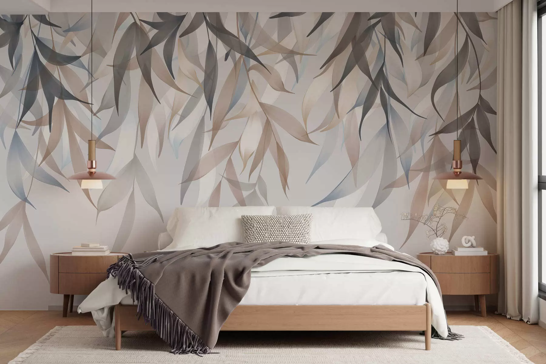 murales de pared Hojas largas que cuelgan w05523