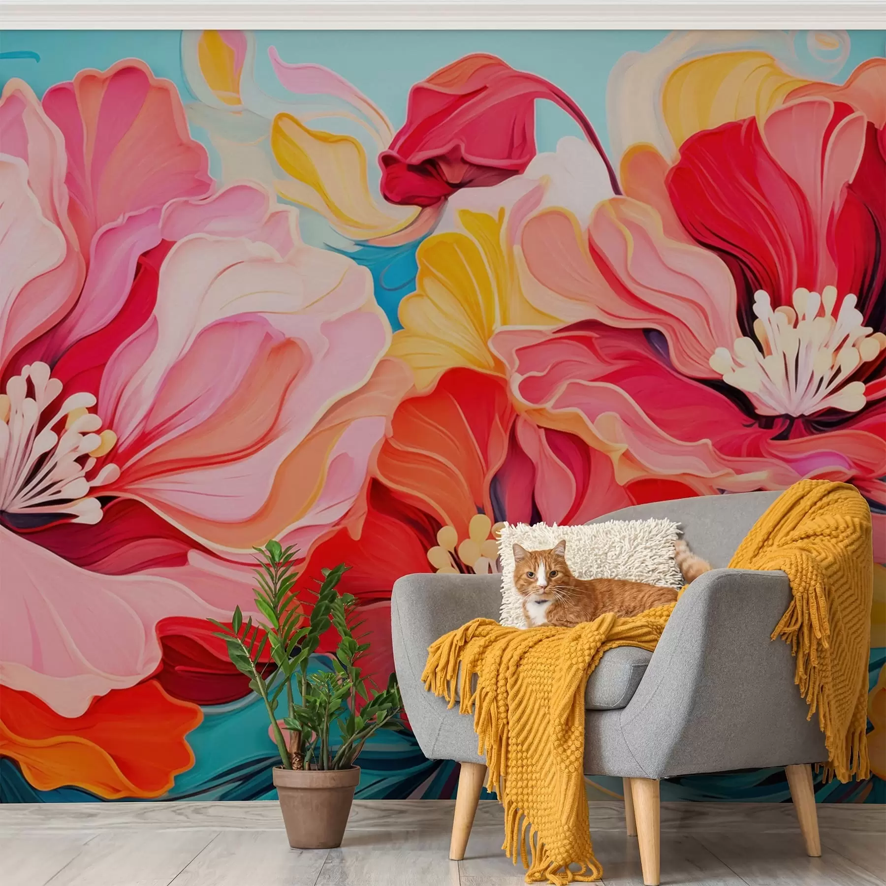 murales de pared Flores de fantasía w05574