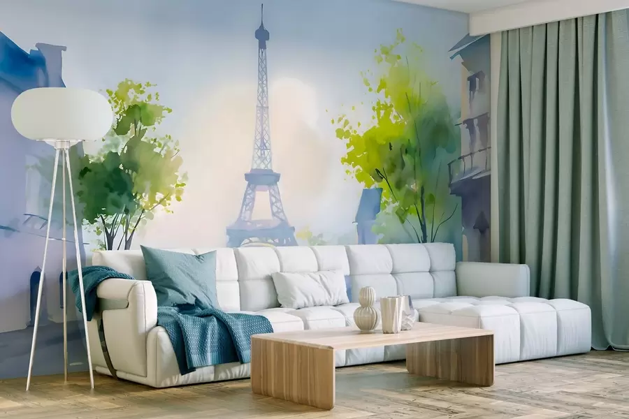 murales de pared París, un paisaje urbano en acuarela pintado «à la prima» w05566
