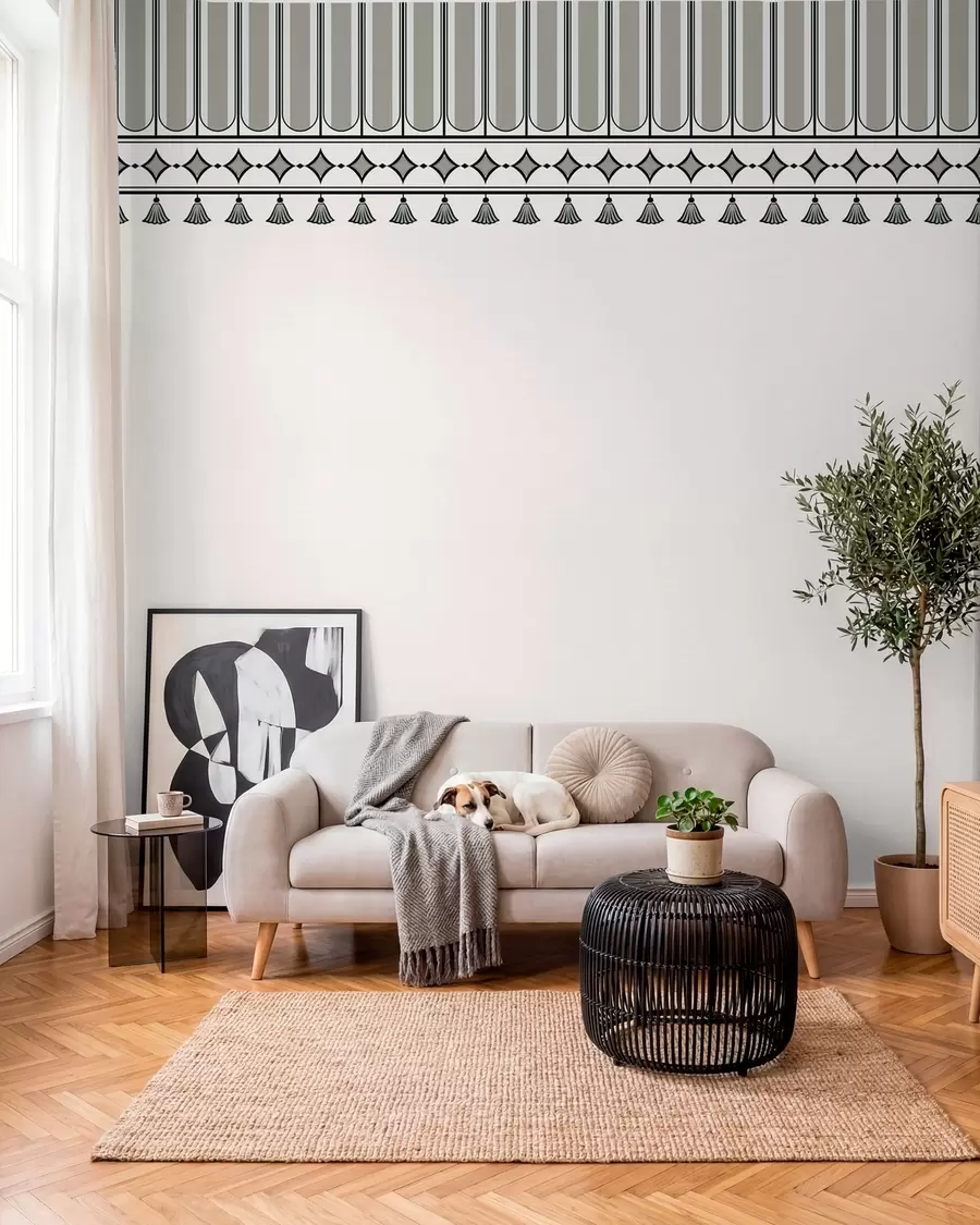 murales de pared Borde decorativo en tonos verdes y grises w05151v2