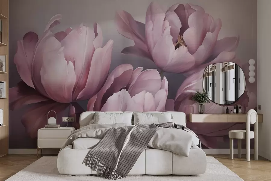 murales de pared Cuadro abstracto con motivos de tulipanes w05593