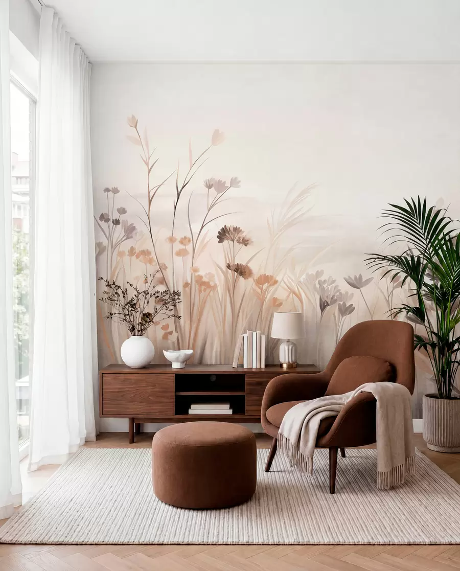 murales de pared Pradera en sepia w09872