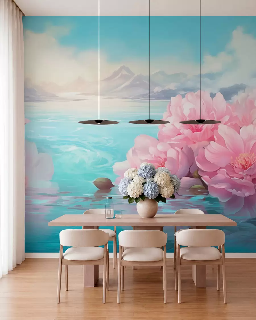 murales de pared Un lago con flores w05621