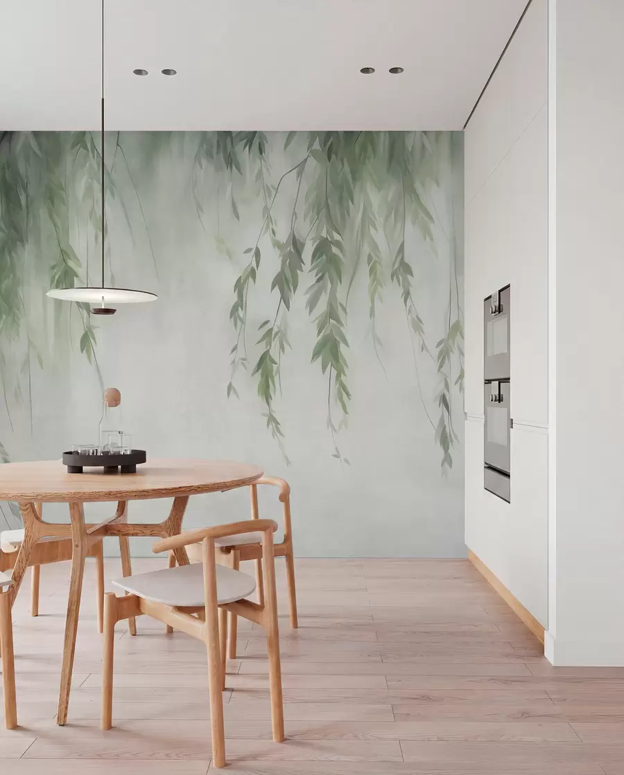 murales de pared Sauce en bruma plateada w09893v1