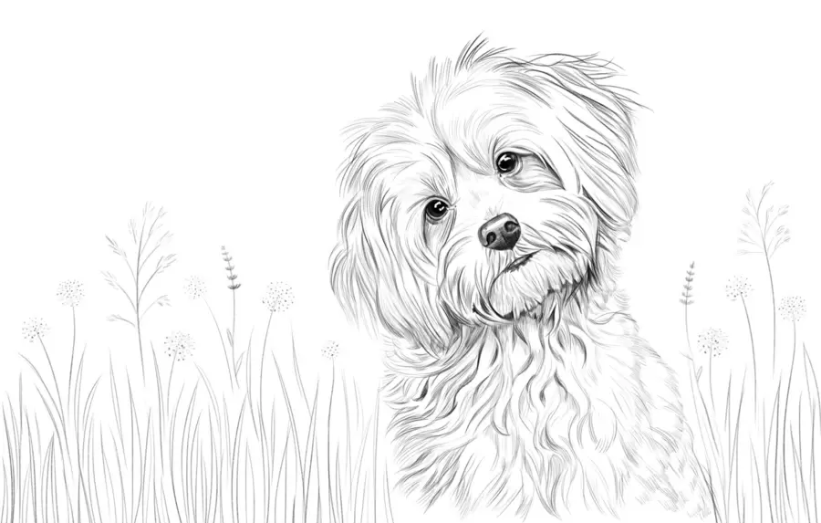 murales de pared Un bonito dibujo de un perro en la hierba w05656
