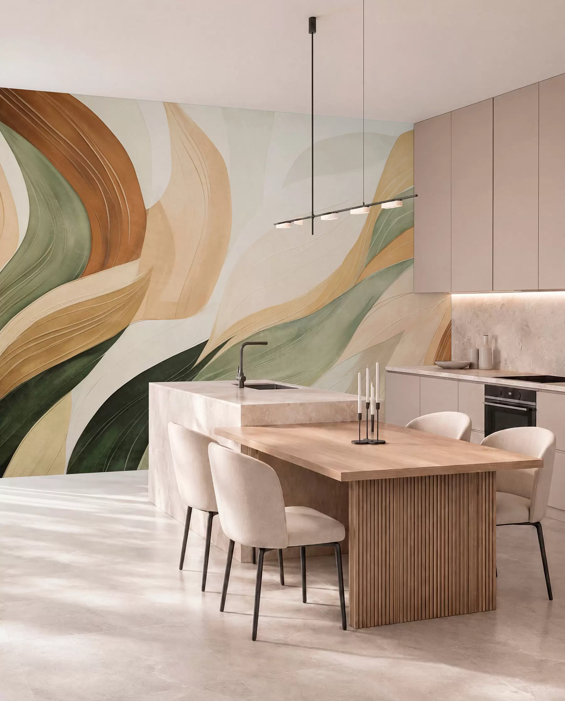 murales de pared Olas en tonos tierra w09894