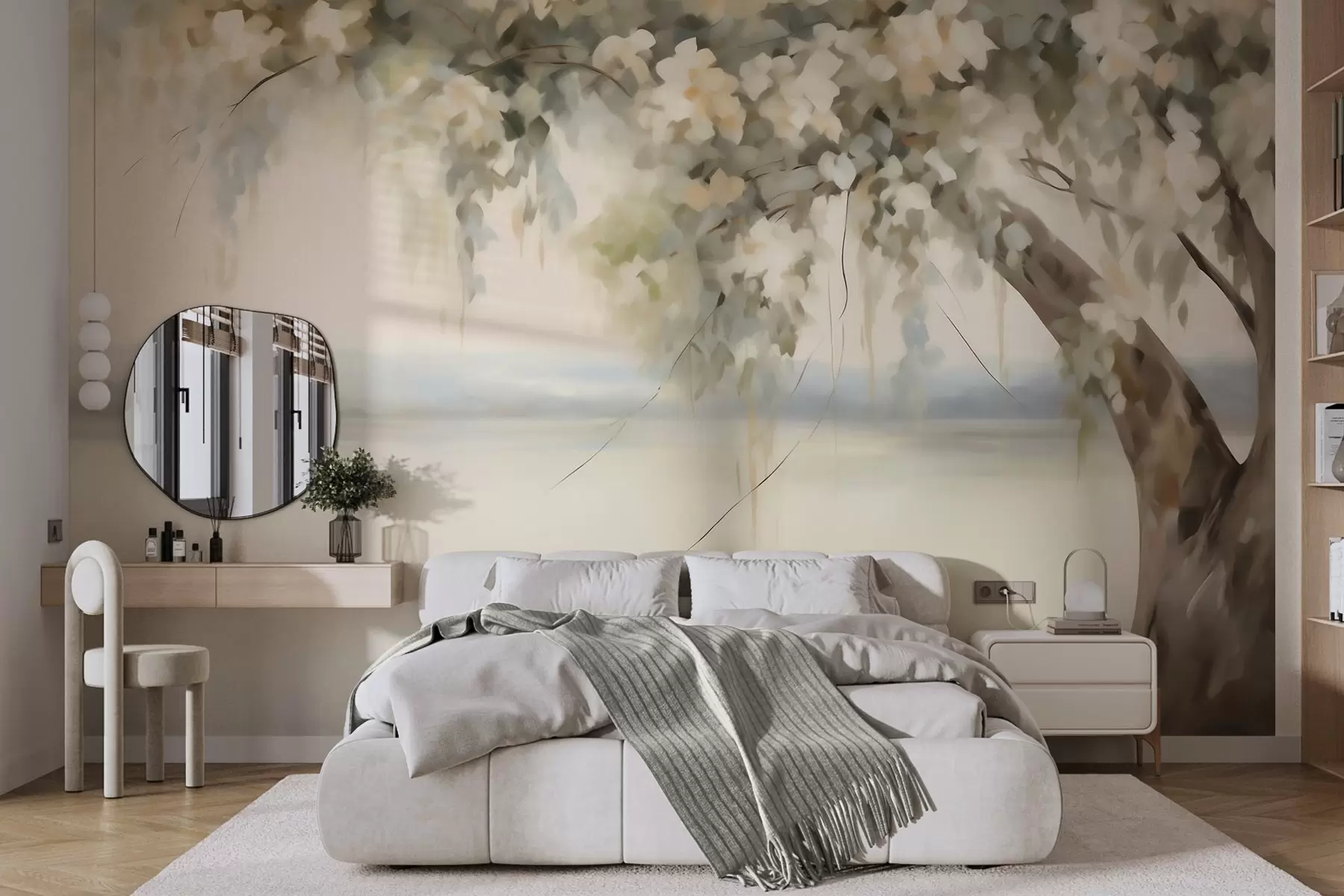 murales de pared Cuadro de imitación de un árbol junto al lago w05670