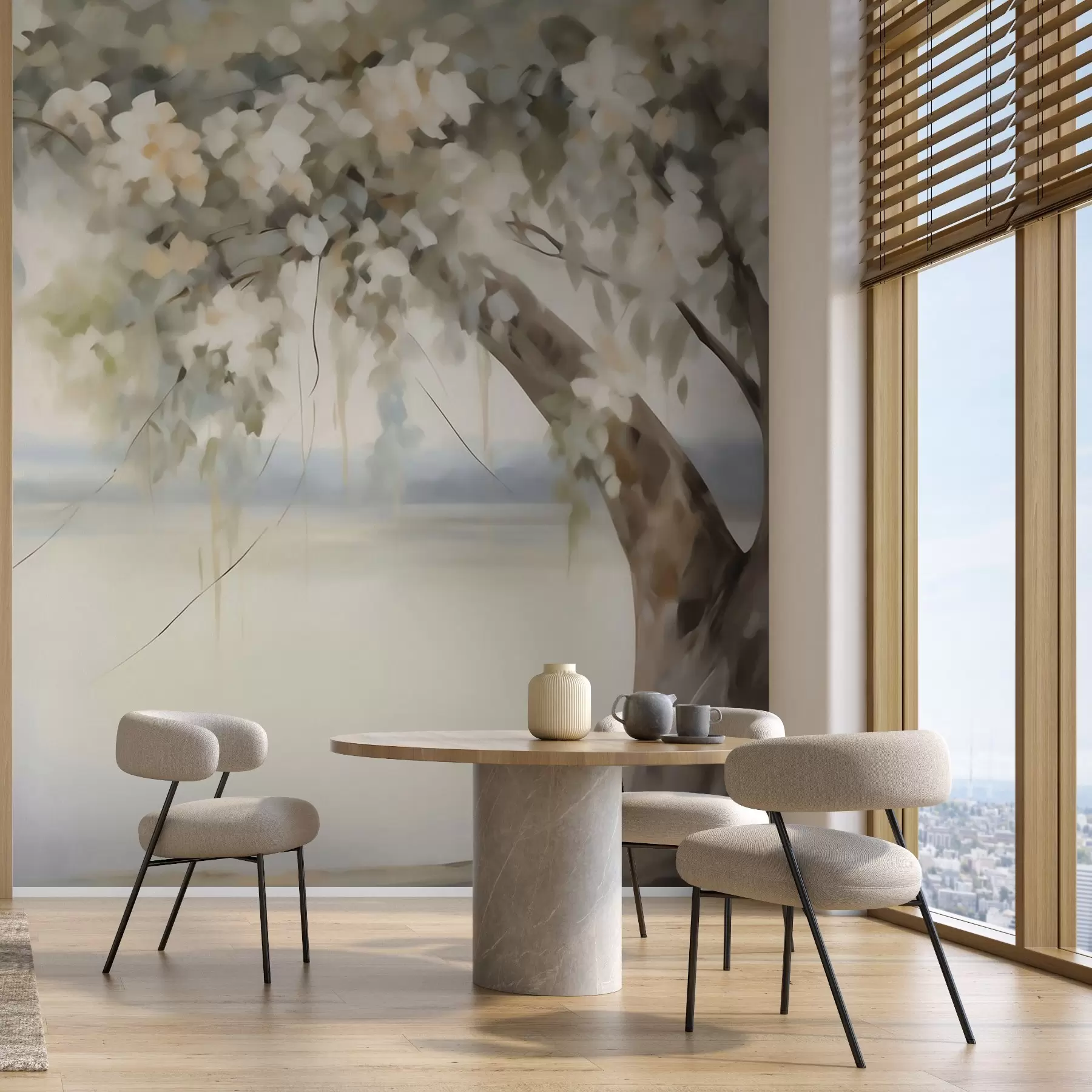 murales de pared Cuadro de imitación de un árbol junto al lago w05670