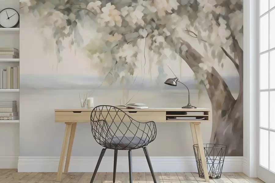 murales de pared Cuadro de imitación de un árbol junto al lago w05670