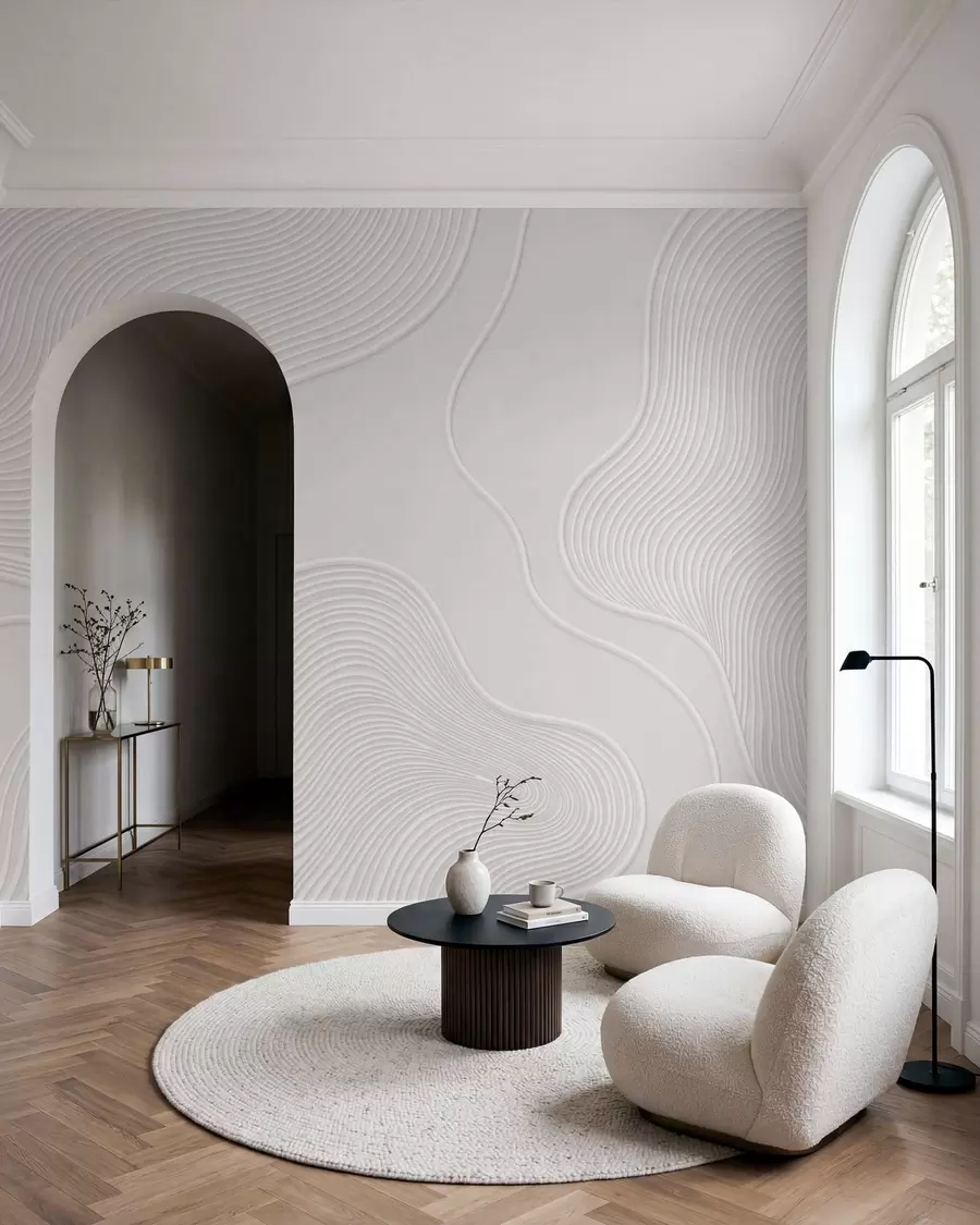 murales de pared Relieve abstracto con líneas onduladas y fluidas w05689