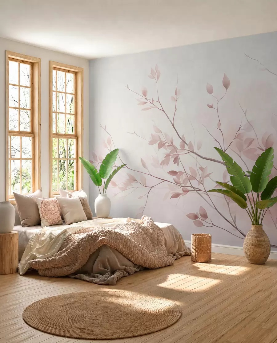murales de pared Ramitas rosas en la luz w09910
