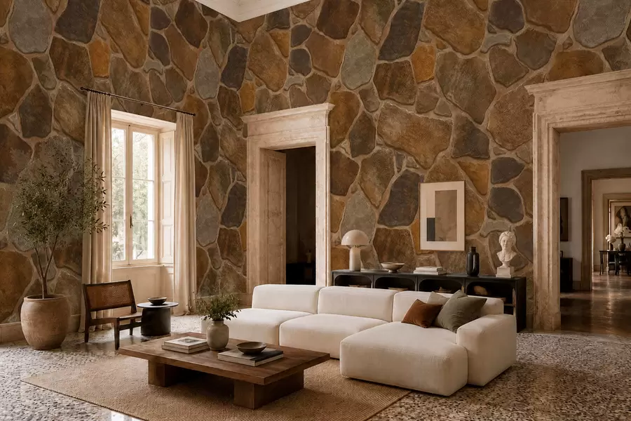 murales de pared Motivo de piedra natural en tonos cálidos w05691