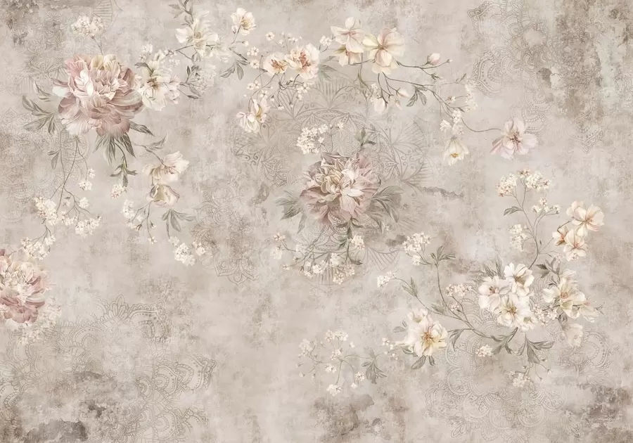 murales de pared Adorno floral sobre un fondo claro con textura w05698