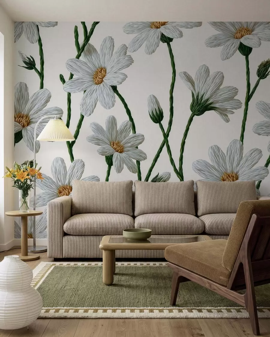 murales de pared Margaritas silvestres blancas w09915