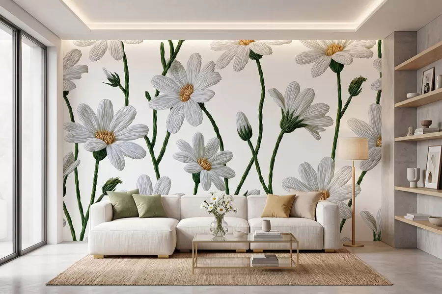 murales de pared Margaritas silvestres blancas w09915
