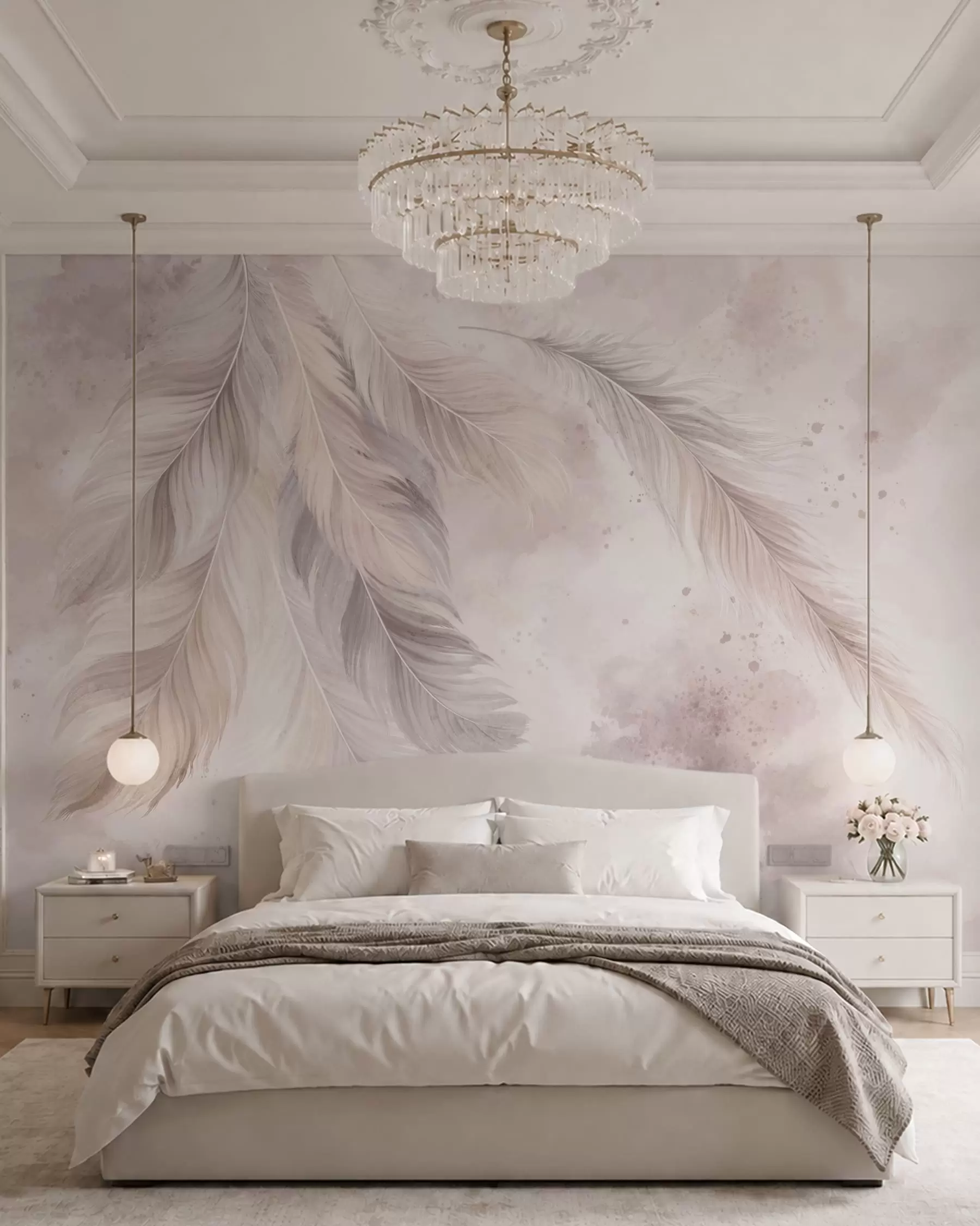 murales de pared Plumas en malva w05737