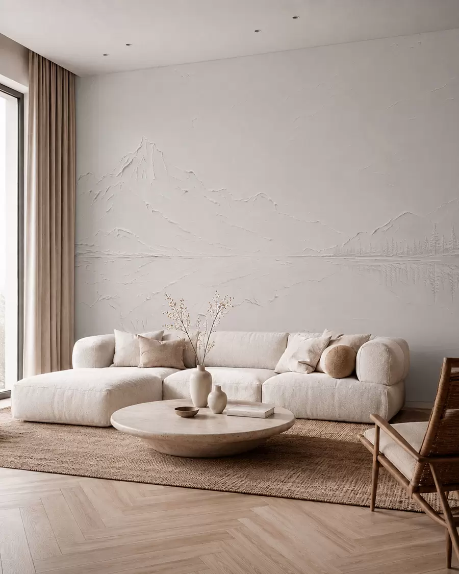 murales de pared Paisaje montañoso en relieve con el reflejo en aguas tranquilas w05739